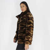 Brown shades shaved mink pieces jacket