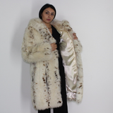 White Fox colored with lynx printing and hood