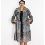 EIKOSIPENTE Astrakhan Broadtail grey coat with grey mink trimming