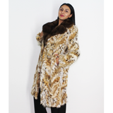 Lynx pieces coat with mink collar