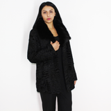 FI Astrakhan black jacket with black mink collar