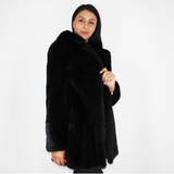 Black mink jacket with hood