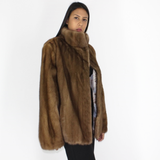 Dark pastel mink jacket with hood