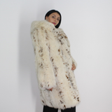 White Fox colored with lynx printing and hood