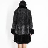 Astrakhan Anthracite coat with mink trimming