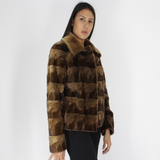 Demi-buff shaved mink pieces jacket