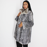 Astrakhan grey coat with sapphire mink collar