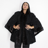 Astrakhan black and black mink trimming