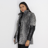 Grey Astrakhan vest with mink collar