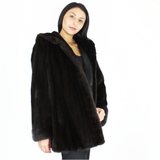 Black mink jacket with hood