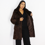 Astrakhan brown coat with brown mink collar