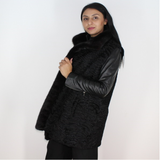 Black Astrakhan vest with mink trimming