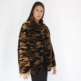 Brown shades shaved mink pieces jacket