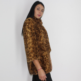 Animal print stamped mink jacket