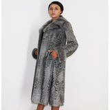 Astrakhan Broadtail grey coat with grey mink trimming