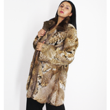 Lynx pieces coat with mink collar