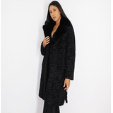 Astrakhan black coat with mink collar