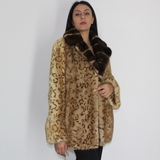 Animal print stamped mink jacket