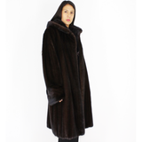 Ranch mink coat with hood