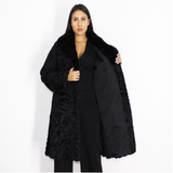 Astrakhan black coat with black mink collar