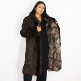 Astrakhan brown coat with brown mink trimming