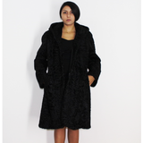 Astrakhan black coat with hood