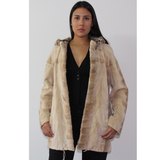 Sand Shaved mink jacket with lynx hood (pat)