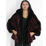 Shaved Black Bordeaux colored mink in pieces with hood and black mink in pieces trimming 