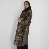 Ocelot coat with brown mink collar