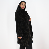 Grey-brown shaved mink pieces coat