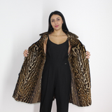 Black wild silk and Ocelot Double-face coat