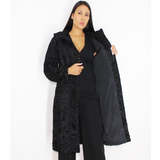 Astrakhan black coat with astronaut hood