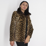 Ocelot jacket with mink collar