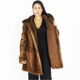 Wild-glow mink ¾ coat with hood