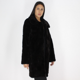Black shaved mink pieces coat
