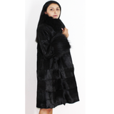Broadtail Astrakhan black coat with black fox trimming