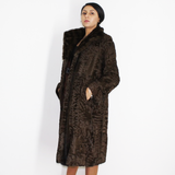 Astrakhan brown coat with brown mink trimming