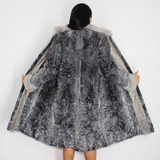 Astrakhan grey coat with sapphire mink trimming