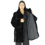 Black mink pat jacket with mink trimming