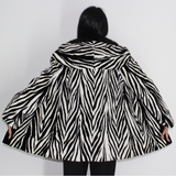 Black and white shaved mink pieces jacket