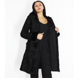 Astrakhan black coat with hood