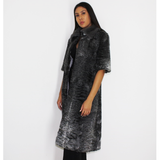 Astrakhan grey vest with silver grey mink collar