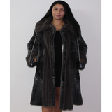 Astrakhan Anthracite coat with mink trimming