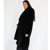 Black shaved mink coat with hood