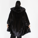 Ranch mink coat with hood