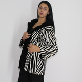 MI Black and white shaved mink pieces jacket with hood