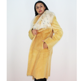  Apricot colored shaved nutria coat with fox collar