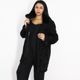 Astrakhan black jacket with mink collar