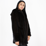 Black-ranch mink jacket with hood