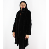 Black shaved mink pieces coat